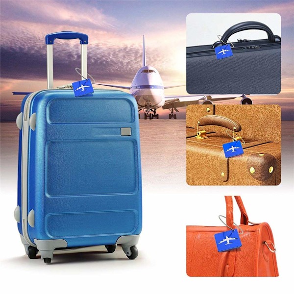 Pakke med 6 bagasjelapper, koffert bagasjelapper i aluminium, bagasjelapper med adresselapp, vanntett rustfritt stålkabel 6pcs
