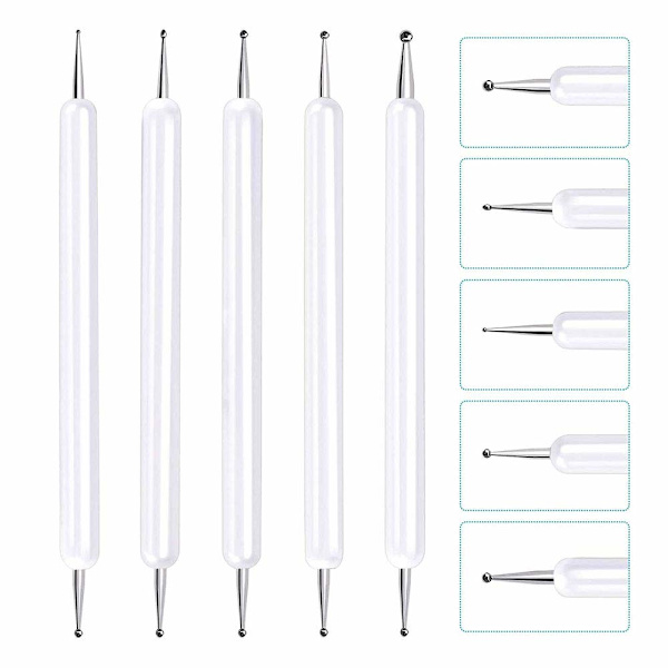 Präglingsverktyg Set Dubbeländad Spårning Prickverktyg Penna för Kolpapper Mandala Stenmålning, Keramiklera Hantverk, Präglingskonst 5 st