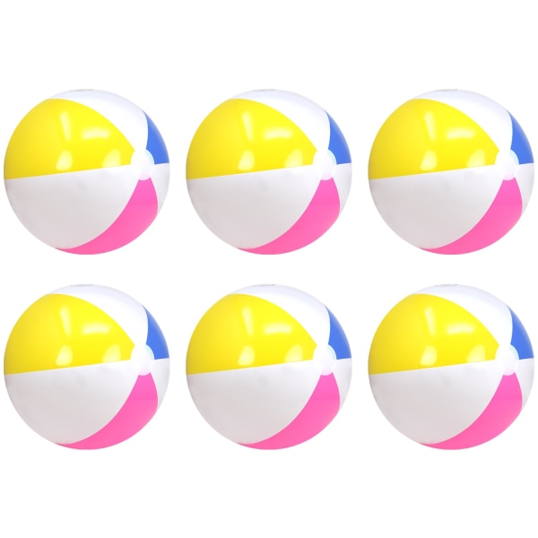 6X oppblåsbar strandball vannavvisende (Ø 35 cm - 03 stk)