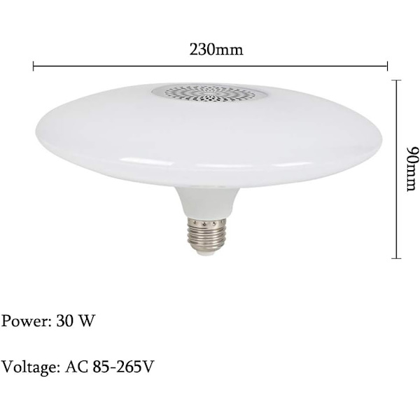 LED-lamppu, langaton musiikkilamppu, 30 W RGB, himmennettävä