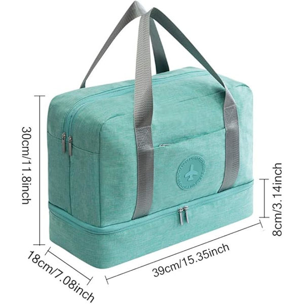 Vanntett Treningsbag Duffelbag Over natten Reisebag Tørr/Vått Separasjon Weekendbag Håndveske Sport Fitness Svømmebærepose for Menn Kvinner