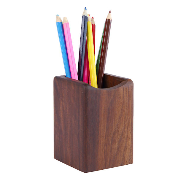 Pen Organizer i træ, blyantholder til skrivebord (sort valnød)