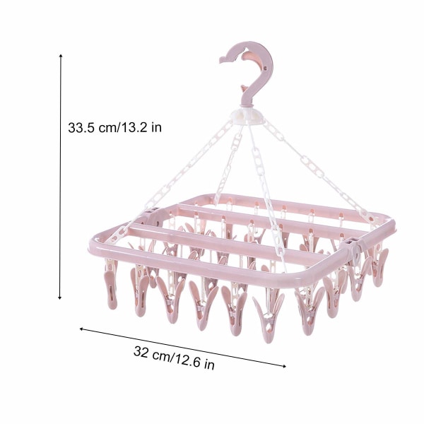 32 klesklyper med dreibare kroker (rosa)