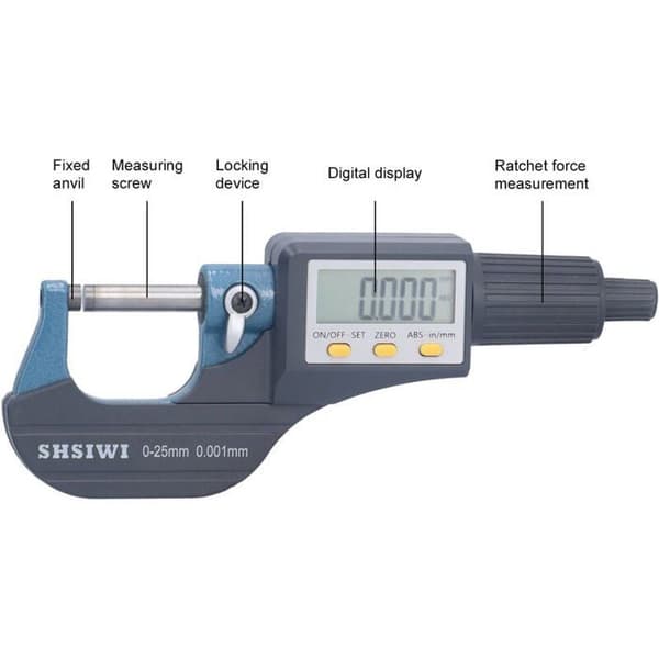 Elektronisk digital mikrometer digital måler LCD-skjerm 0-25mm