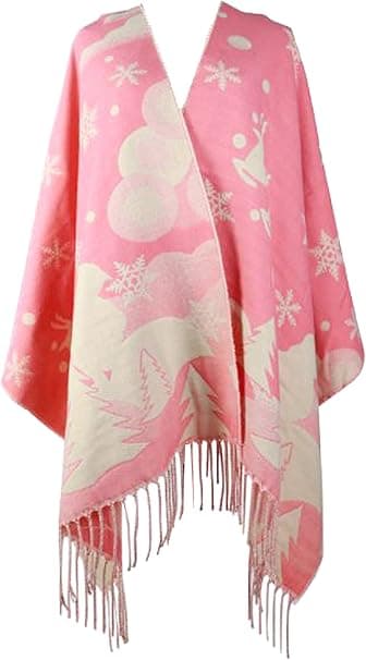 Juletema Shawl Sjal - Efterår & Vinter (pink)