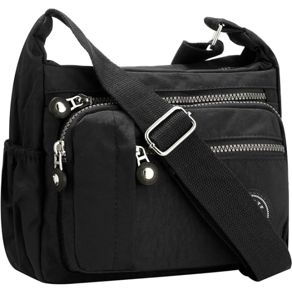 Kvinders Multi Pocket Casual Cross Body Taske Rejsetaske Messenger Håndtaske til Shopping Vandring Daglig brug