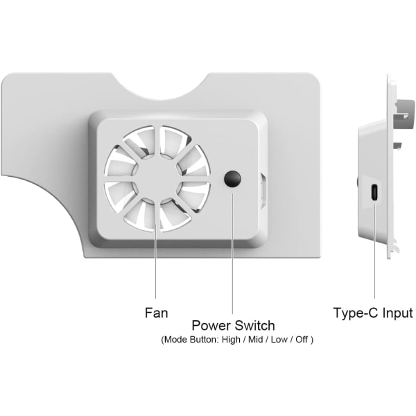 Ekstern Køleblæser til Switch OLED, 3 Hastighedsindstillinger Varmeafledning Køler Udskiftning Bagpanel Kompatibel med Nintendo Switch OLED Dock
