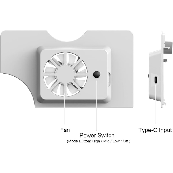 Extern Kylfläkt för Switch OLED, 3 Hastighetsalternativ Värmeavledning Kylare Ersättningsbakstycke Kompatibel med Nintendo Switch OLED Dock