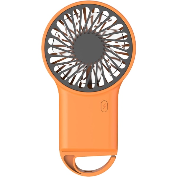 Mini kannettava tuuletin Tehokas kädessä pidettävä tuuletin Ladattava, 3 nopeutta Tuuli USB-ladattava akkutuulletin koukulla (Oranssi)