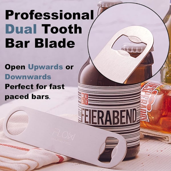 18cm Stålflaskeåbner | Heavy Duty Crown Flaskeåbnere | Professionel Dobbeltversion Bar Blades Flaskeåbner | Sølv