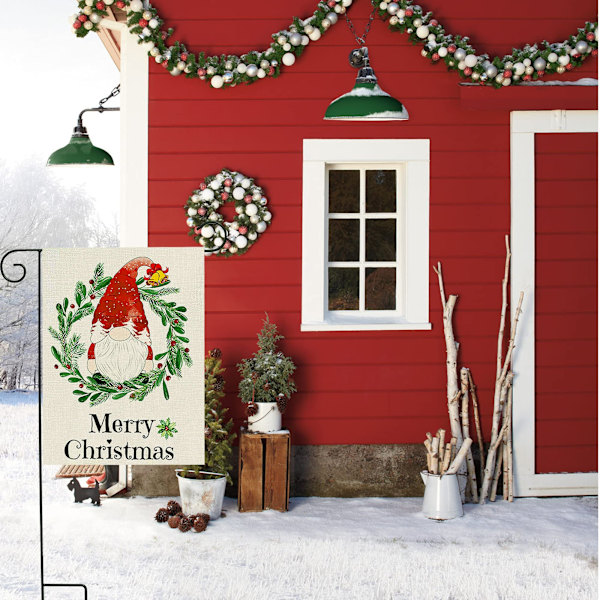 Glædelig Jul Have Flag Gnome 12 x 18 In