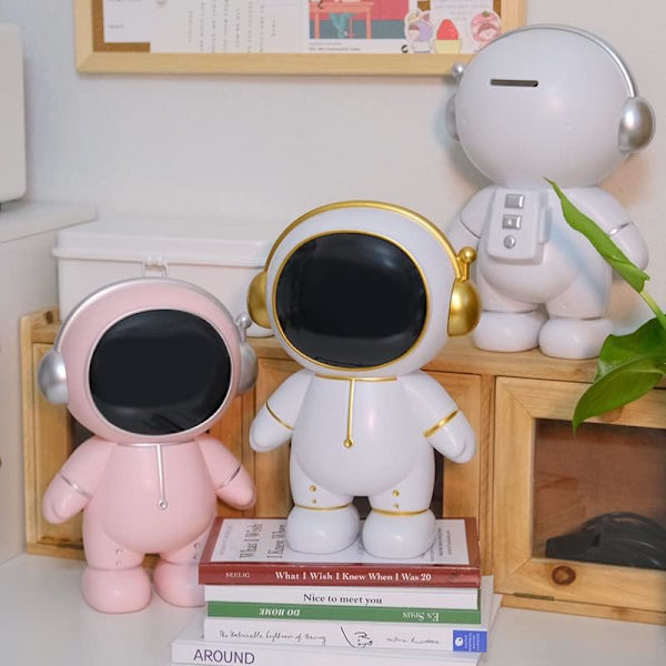 Astronaut Spargris Myntbank Rymdman Pengar Box Astronaut Figur Dekoration Skrivbordsskulptur Staty