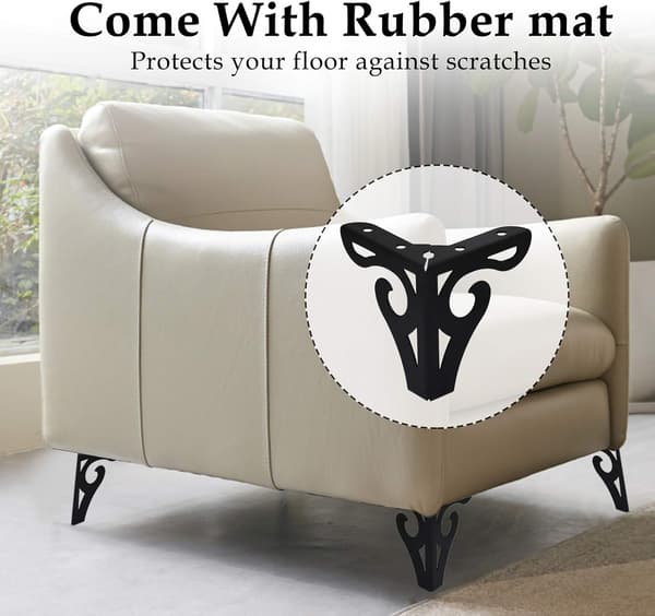 4 stk. 4 tommer/10 cm hule kunst møbel sofa ben, mat sort trekant fødder