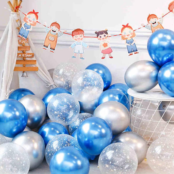 50 st blå metalliska ballonger för fest glänsande blå latex (12 tum)