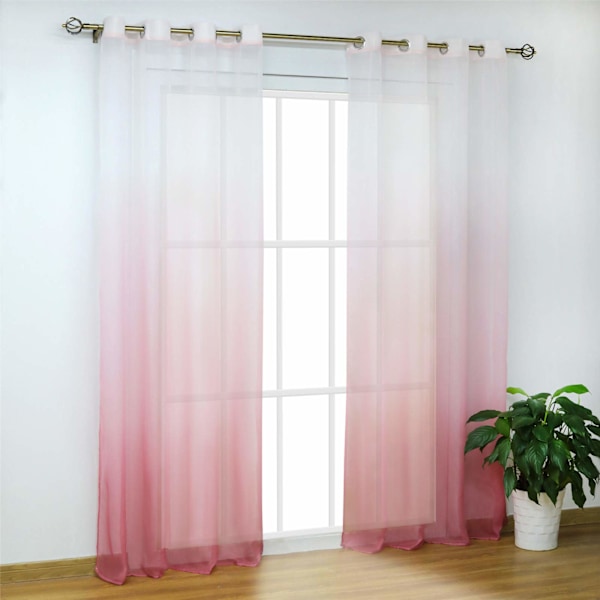 Transparent gardin med öljetter - Modern stil - Gradientfärger - 140 x 260cm - Rosa