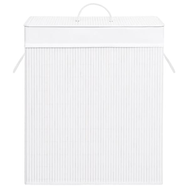 vidaXL Tvättkorg Bambu med 2 sektioner Vit 100 L Vit white