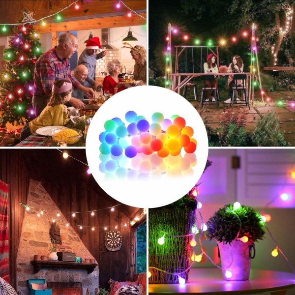 Sfæriske lyslenker, 8 moduser 100 LED (flerfarget)