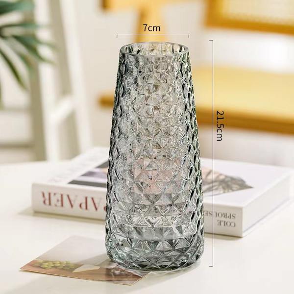 Dekorativ vase, moderne halvtransparent grå, vase for kontor hjem plate, ananas tekstur