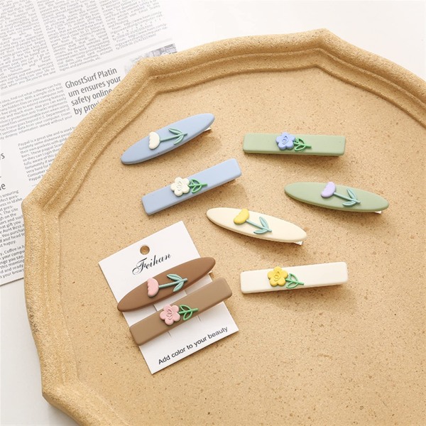 Side Bangs Broken Hair Clip Square Flower Hairpin Female Cute Duckbill Hairpin Small Hairpin Headdress 1Pcs