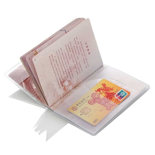 Läpinäkyvä passikotelo passinpidike taskuilla transparent