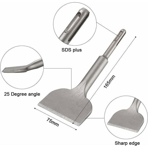 SDS PLUS Flis Meisel Buet Flis Meisel 165mm x 75mm for Keramiske og Gulvfliser PZCC