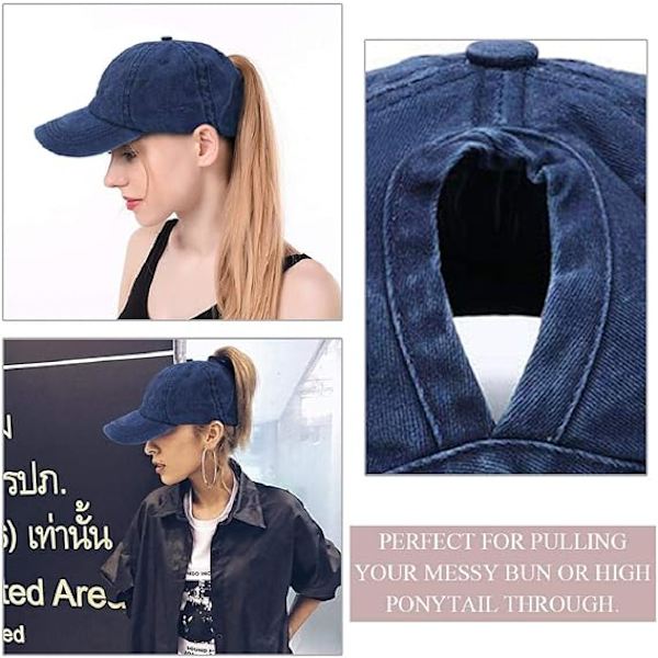 Kvindes Ponytail Baseball Kasketter Mode Ensfarvet Kasket Retro Unisex Visirer Slibkant Gør Gammel Hat