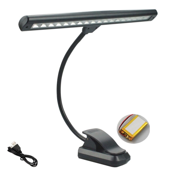 Musikstandlampe, 18 LED-klips på klaverlampe, 3 farvetemperaturer og 2 niveauer lysstyrkeindstillinger, perfekt til klaver, orkester, DJ og håndværk