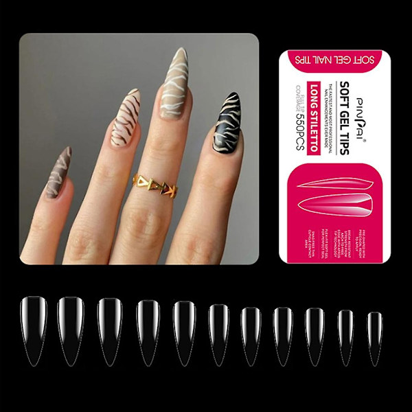 Artificiella falska nagelspetsar genomskinliga falska naglar tryck på falska nagelspetsar full täckning falska nagelspetsar för DIY hem salong #2 2
