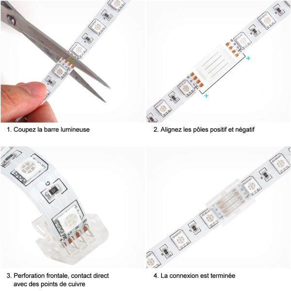 10 stk. 10mm 4-bens LED-strip-stik til 10mm