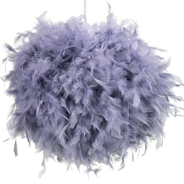 Fluffy fjerlampe skærm loftslampe skærm til hængende loftslampe, bordlampe, til stue, soveværelse, køkken, gang (grå)
