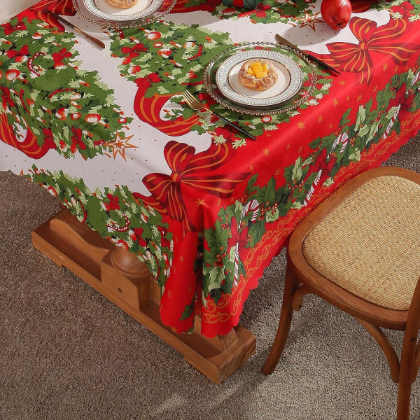 Juleduge Rektangulær Bomuld Juleduge 180 x 150 cm - Stor Rød Dug Vandafvisende, Vaskbar