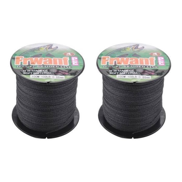 2X FRWANF Fiskeflätlina 4 Trådar 100M PE Multifilamentlina Superstark 4 Trådar För Karpfiske 100Lb NYLON