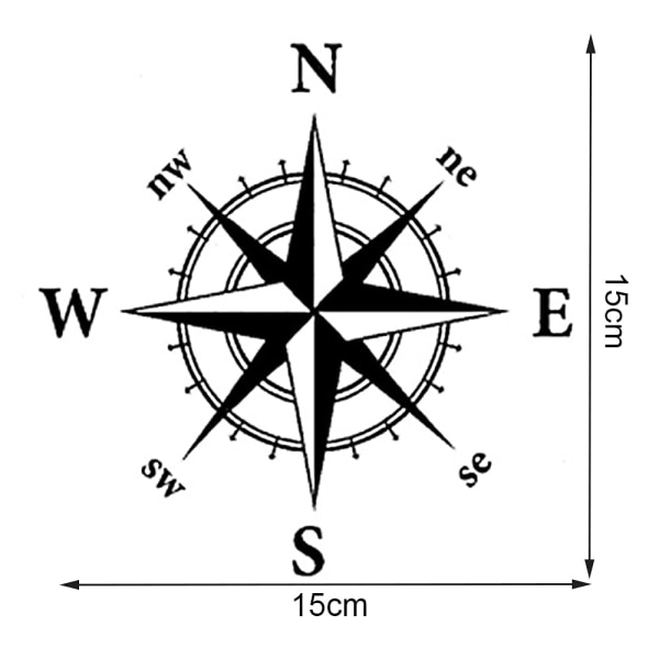 2 kpl Kompassi Auton Tarrat Vedenpitävä Vinyyli Tarrat Kaikille Matkailuautoille Kuorma-auto Pakettiauto Auton Puskurin Tarra 15cm*15cm Matta Musta
