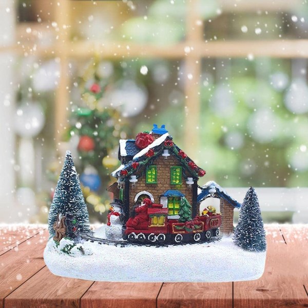 Miniature LED Christmas House Village Snow Centerpieces
