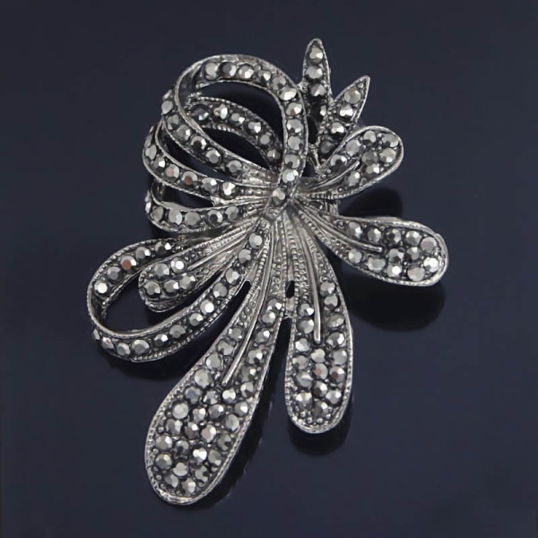 Rhinestone Musta Kukka Brossi Naiset Vintage Hopea Brossi
