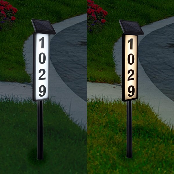 Solar Lighted House Address Numbers Sign (Warm/Cool White)