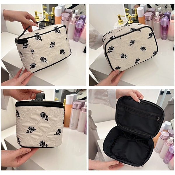 Makeup Taske Kosmetiktasker til Kvinder Rejse Makeup Organizer Taske med Mesh Lommer, sort