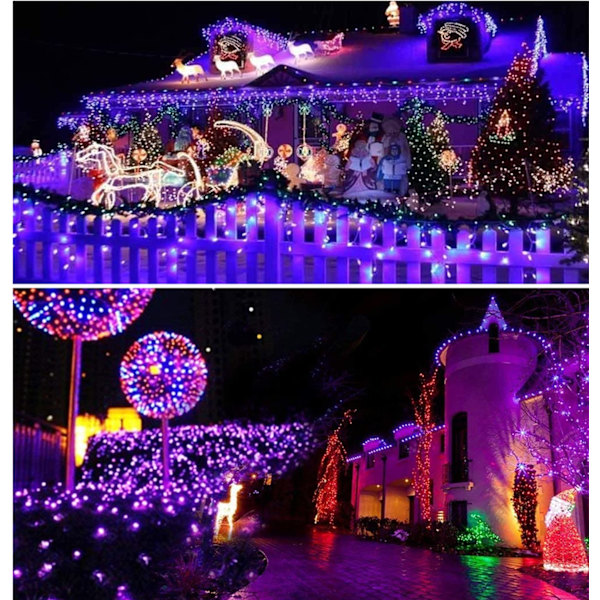 Udendørs solcelledrevne lilla julelys 22M 200 LED