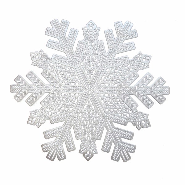 15" metalliske dækkeservietter Hollow Out Design, 6 stk, Snowflake Silver