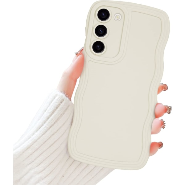 Samsung Galaxy S23 Plus Cover til Piger Kvinder, Sødt Bølget Ramme Flydende Silikone Fleksibel Blød Stødsikker Kamerabeskyttelse Cover White S23