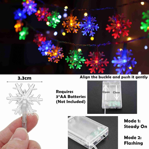 Julelys Multicolor 20 FT 40 LED Snefnug Lyskæde