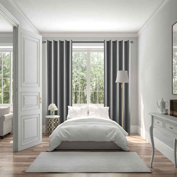 Sæt med 2 mørklægningsgardiner, termo-isolerede, anti-UV, solbeskyttelse, dekoration til stue, køkken, soveværelse 132X160CM (LXH) Grå