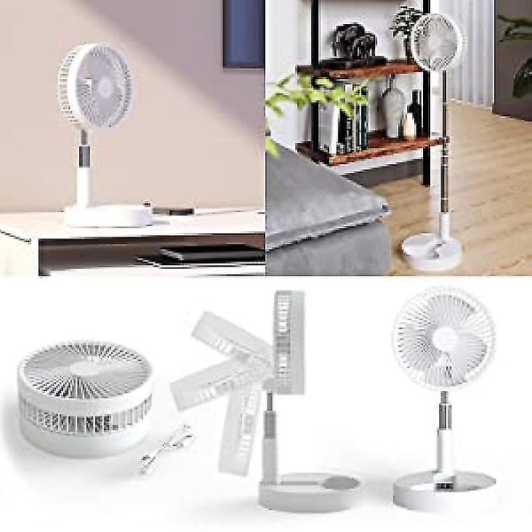 Genopladelig Mini Desktop Standing Fan, 4 justerbare hastigheder