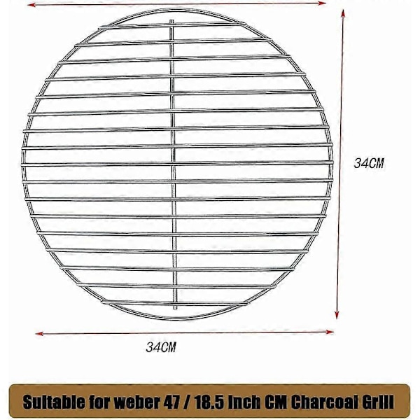 Grillrist, enkel temperaturkontroll, for Weber kullgriller, 34 cm i diameter