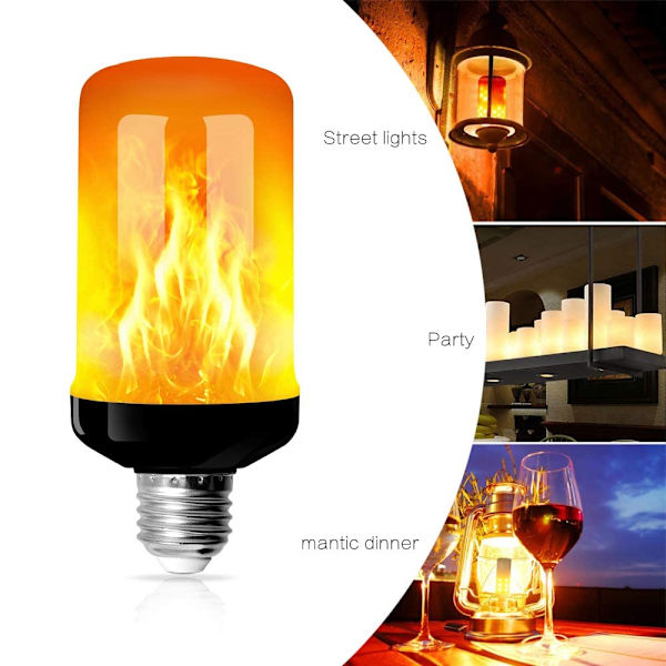 2 stk. E27 flammepære, 5W LED med 4 lystilstande
