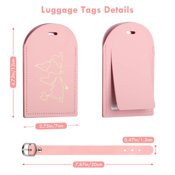 Passdeksler og bagasjelapp, 2 stk (svart, rosa)