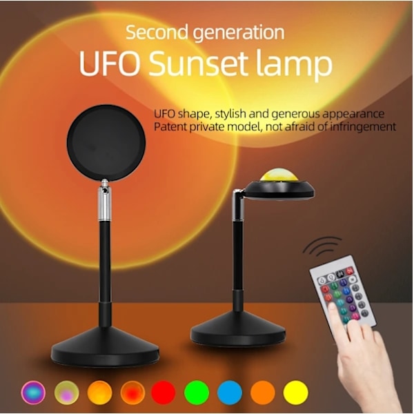 Solnedgang Lampe, 16 Farger Solnedgangsprosjektorlampe med Fjernkontroll, Solnedgangsprosjektor