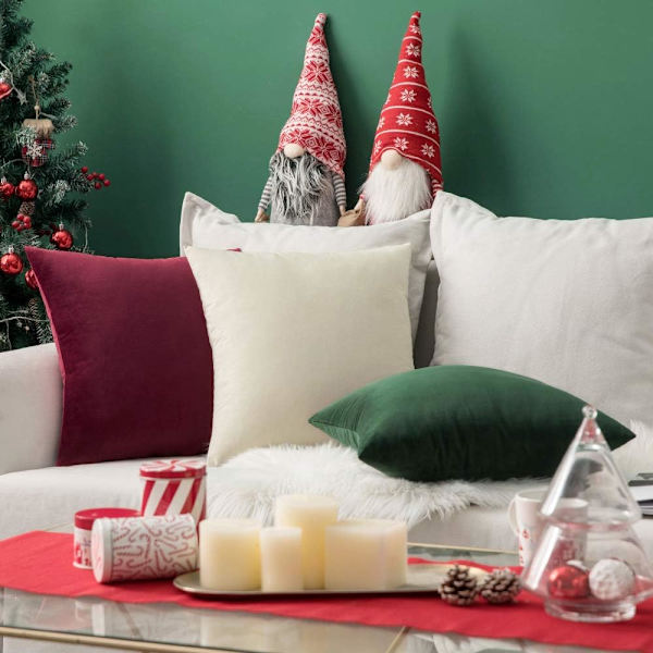 Prydnadskudde 45x45cm Kuddfodral för Vardagsrum Soffa Sovrum Set om 2 för vardagslivet och även lämpliga för helgdagar som jul red