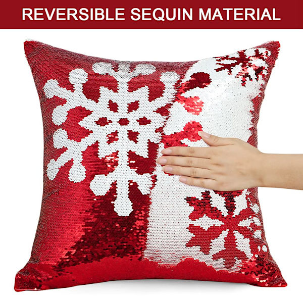 2 Jul Sequins Kuddfodral 18x18in (Snöflinga)