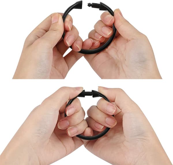 Bruserefterhængsringe Plastgardin O-ringe Hængekrog Badegardin Loop Klips Glide 12 Pak (O-ringe Sort)